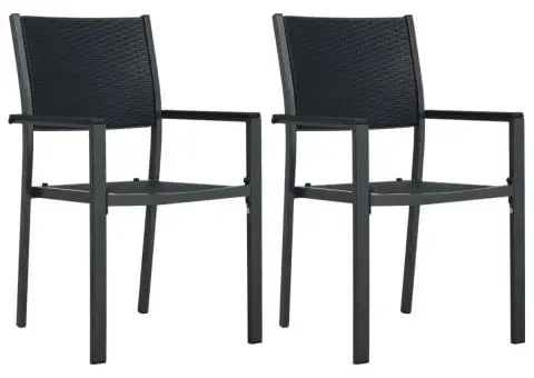 Set mobilier de grădină, 3 piese, negru - 3/5