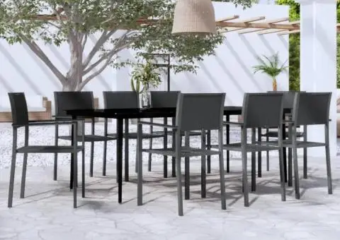 Set mobilier de grădină, 9 piese, negru - 1/5