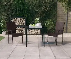 vidaXL Set mobilier de grădină, 3 piese, maro și negru