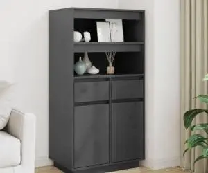 vidaXL Dulap înalt, gri, 60x40x116,5 cm, lemn masiv de pin