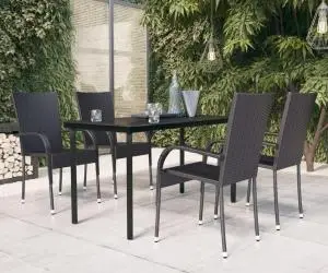 vidaXL Set mobilier de grădină, 5 piese, negru