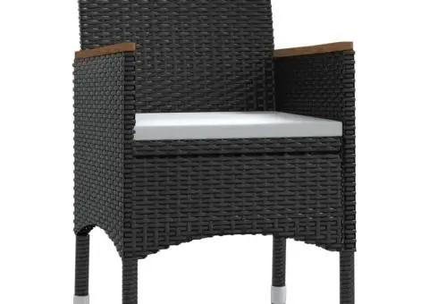 Set de masă pentru grădină, 7 piese, cu perne, negru - 4/5