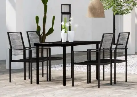 Set de servit masa pentru grădină, 5 piese, negru - 1/5