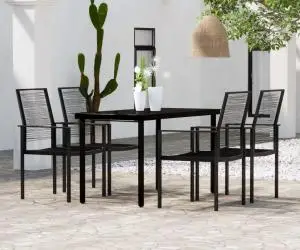 vidaXL Set de servit masa pentru grădină, 5 piese, negru