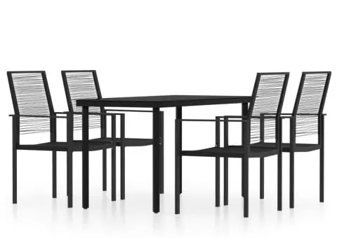 Set de servit masa pentru grădină, 5 piese, negru - 2/5