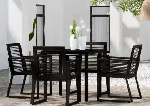 Set de mobilier pentru grădină, 5 piese, negru - 1/5