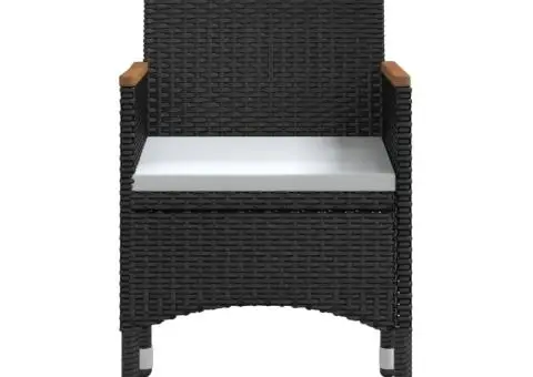 Set masă pentru grădină, 5 piese, cu perne, negru - 4/5