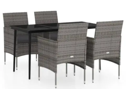 Set de servit masa pentru grădină, 5 piese, gri și negru - 2/5