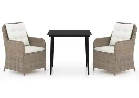 Set mobilier pentru grădină, 3 piese, maro - 2/5