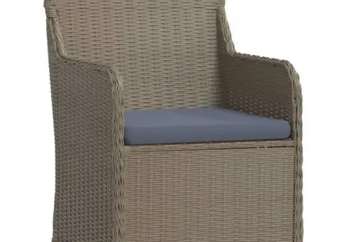 Set de masă pentru grădină, 7 piese, cu perne, maro - 3/5