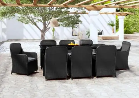 Set mobilier de grădină cu perne, 9 piese, negru - 1/5