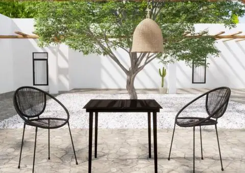 Set de mobilier pentru grădină, 3 piese, negru - 1/5