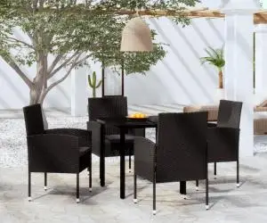 vidaXL Set de servit masa pentru grădină, 5 piese, negru