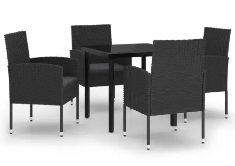 Set de servit masa pentru grădină, 5 piese, negru - 2/5