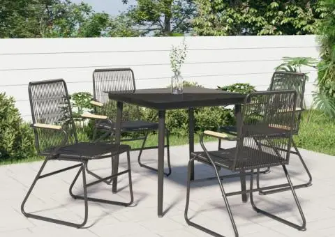 Set mobilier de grădină, 5 piese, negru, ratan PVC - 1/5