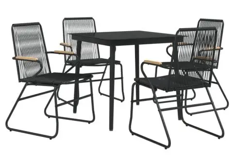 Set mobilier de grădină, 5 piese, negru, ratan PVC - 3/5