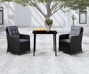 vidaXL Set de mobilier pentru grădină, 3 piese, negru