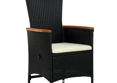 Set mobilier de grădină cu perne, 3 piese, negru - 3/5