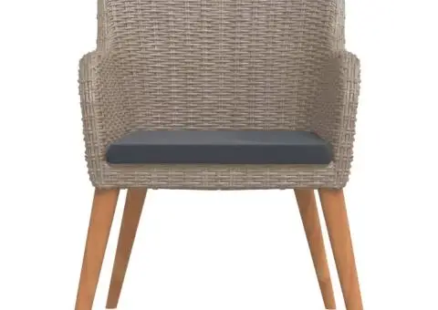 Set de masă pentru grădină, 7 piese, cu perne, maro - 4/5