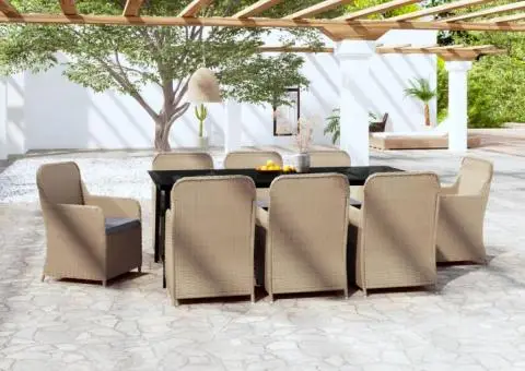 Set mobilier de grădină cu perne, 9 piese, maro - 1/5