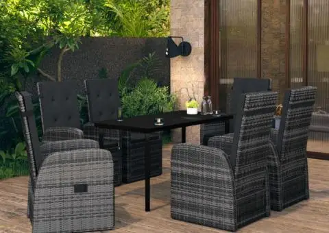 Set de mobilier pentru grădină, cu perne, 7 piese, gri - 1/5