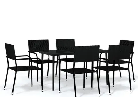 Set mobilier pentru grădină, 7 piese, negru - 2/5