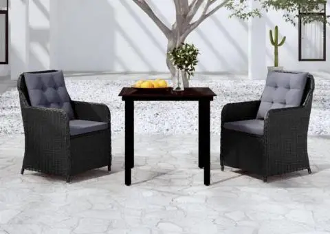 Set mobilier pentru grădină, 3 piese, negru - 1/5