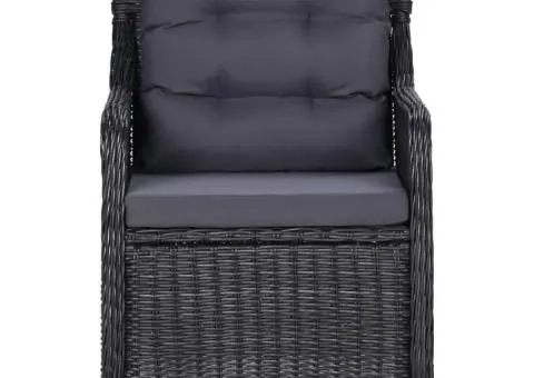 Set mobilier pentru grădină, 3 piese, negru - 5/5