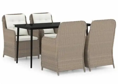Set de mobilier pentru grădină, 5 piese, maro - 2/5