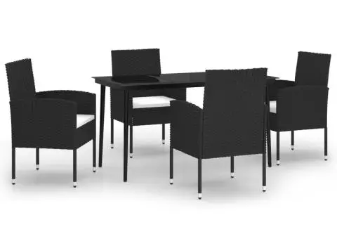 Set de servit masa pentru grădină, 5 piese, negru - 2/5