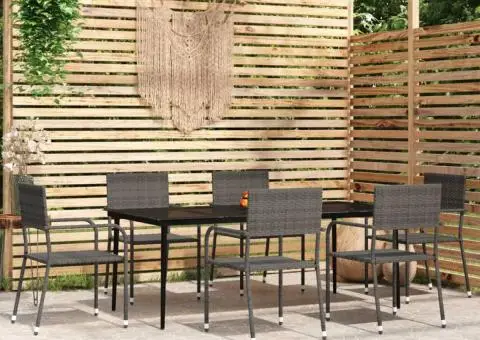 Set mobilier pentru grădină, 7 piese, gri - 1/5