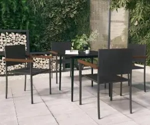 vidaXL Set de servit masa pentru grădină, 5 piese, negru