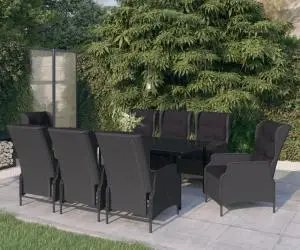 vidaXL Set mobilier pentru grădină, 9 piese, gri închis