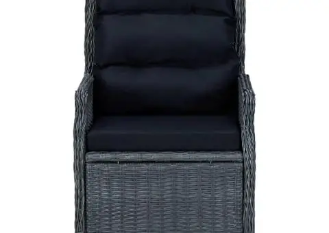 Set mobilier pentru grădină, 9 piese, gri închis - 4/5