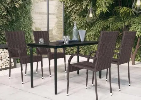Set mobilier de grădină, 5 piese, maro și negru - 1/5