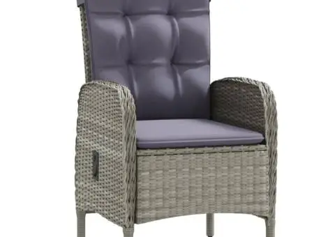 Set mobilier de grădină cu perne, 9 piese, gri și negru - 3/5