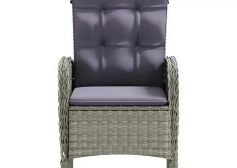 Set mobilier de grădină cu perne, 9 piese, gri și negru - 4/5