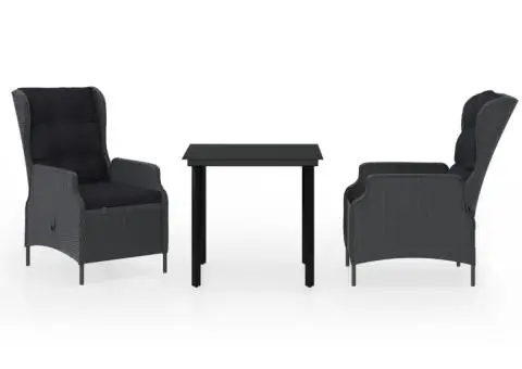 Set de mobilier pentru grădină, 3 piese, gri închis - 2/5