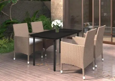 Set mobilier de grădină cu perne, 5 piese, poliratan și sticlă - 1/5