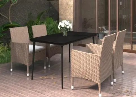 Set mobilier de grădină cu perne, 5 piese, poliratan și sticlă - 1/5