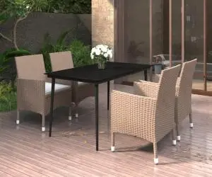 vidaXL Set mobilier de grădină cu perne, 5 piese, poliratan și sticlă