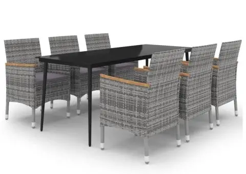 Set mobilier de grădină cu perne, 7 piese, poliratan și sticlă - 2/5