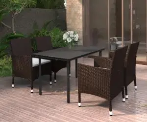 Set mobilier de grădină cu perne 5 piese poliratan & sticlă