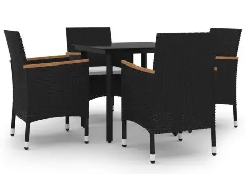 Set mobilier de grădină cu perne 5 piese poliratan & sticlă - 2/5