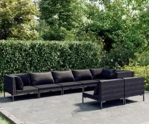 vidaXL Set mobilier de grădină cu perne 8 piese gri închis poliratan