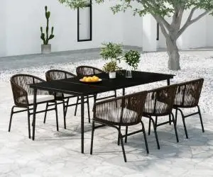 vidaXL Set de mobilier pentru grădină, 7 piese, maro