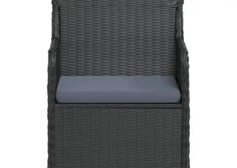 Set masă pentru grădină, 5 piese, cu perne, negru - 4/5