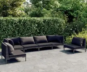 vidaXL Set de mobilier de grădină & perne 6 piese gri închis poliratan