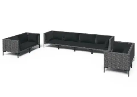 Set mobilier de grădină cu perne 8 piese gri închis poliratan - 2/5