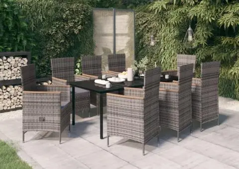 Set mobilier pentru grădină, cu perne, 9 piese, gri - 1/5